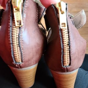 Brown lazer cut block heels